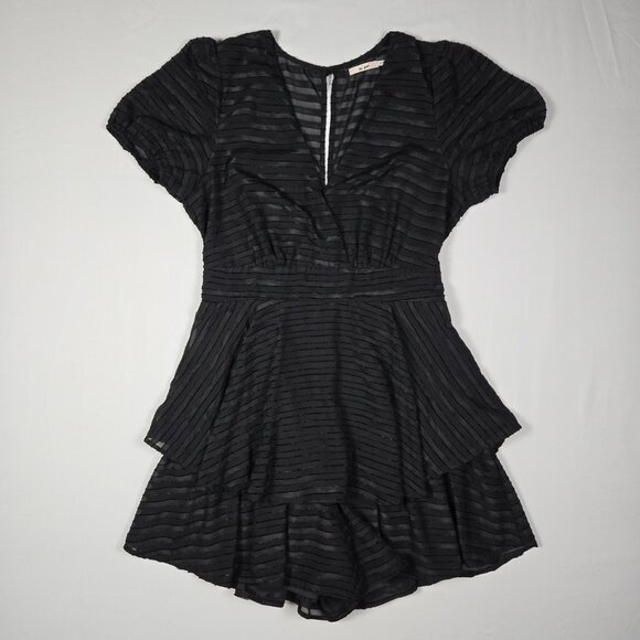 Mi‎ Ami Black Tiered Romper L Coquette Balletcore Date Night Party - Picture 5 of 12